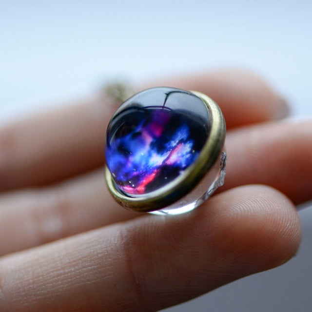 Nebula Galaxy Glass art Necklace