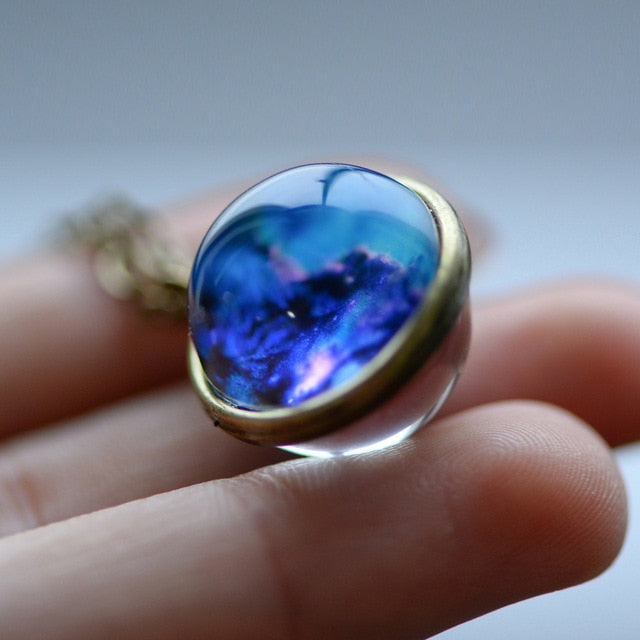 Nebula Galaxy Glass art Necklace